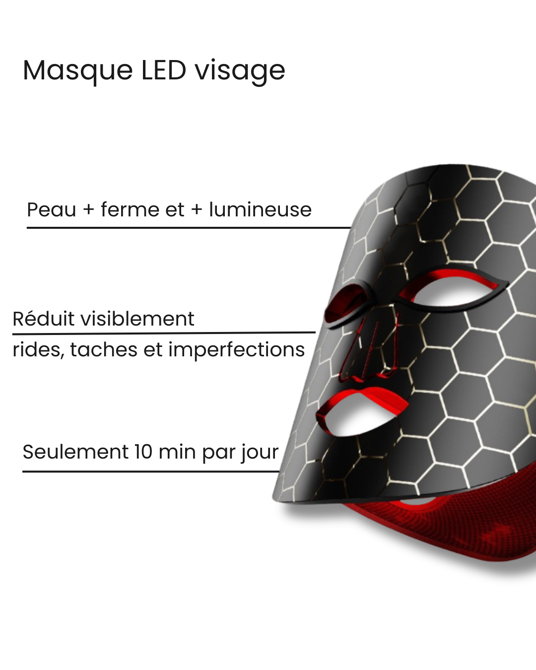 Masque LED visage Soin anti-âge par photothérapie